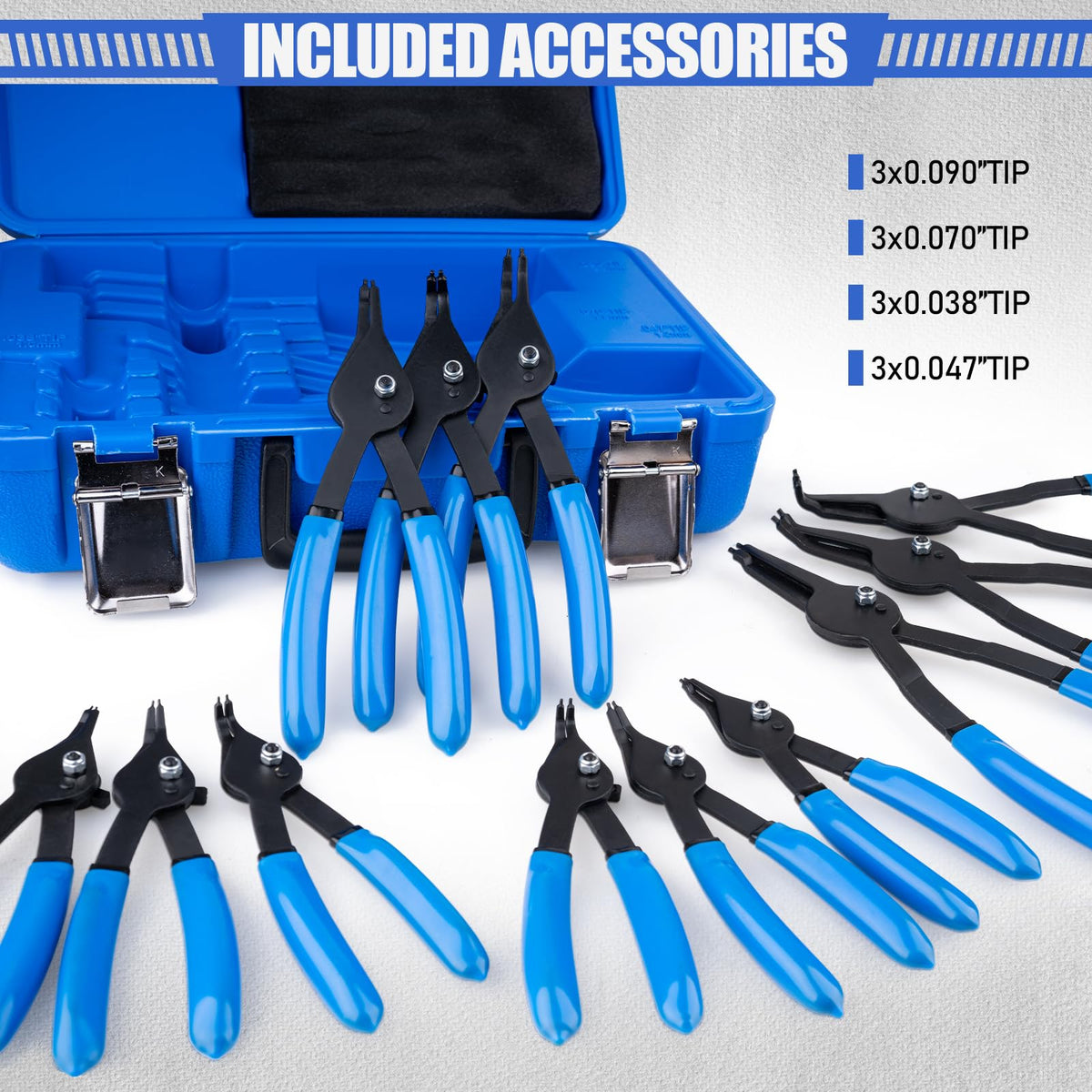 Janhemei snap ring pliers with varied sizes and tips for versatile tasks.