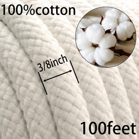 JANJOSN cotton rope for clothesline use, 3/8 inch diameter, durable and flexible.