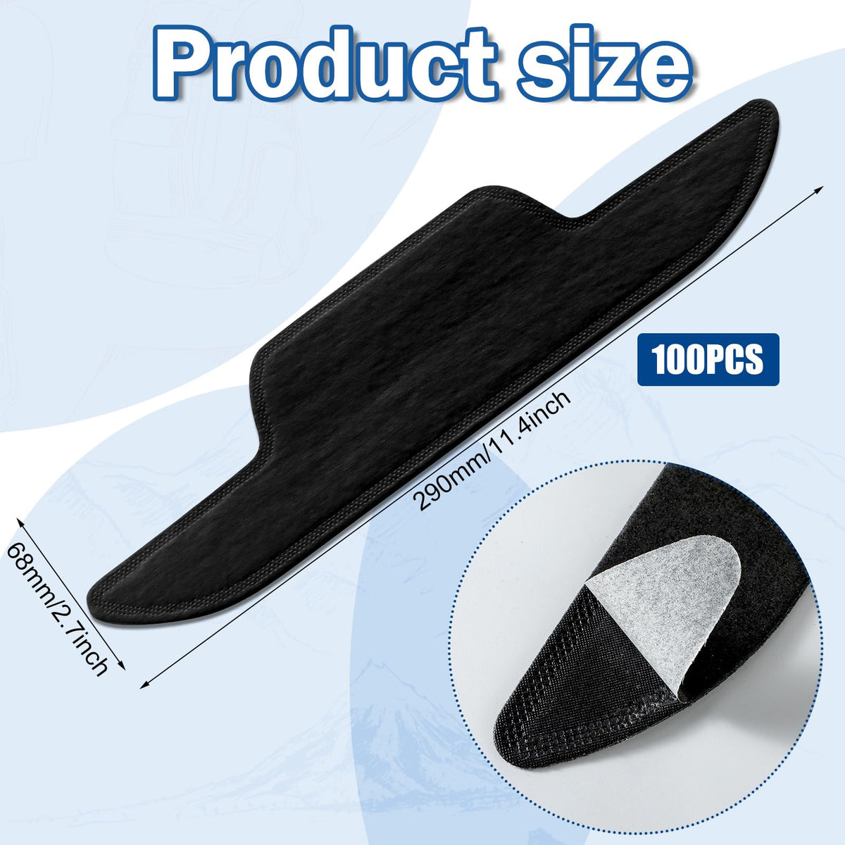 Janmercy hat sweat liner pack side view demonstrates discreet adhesive strips for quick application