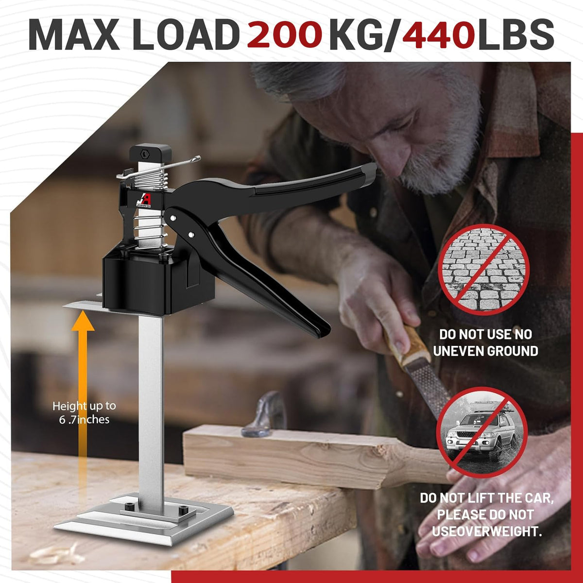 JANNIRESS ergonomic handle supports comfortable one-handed lifting and reduces fatigue