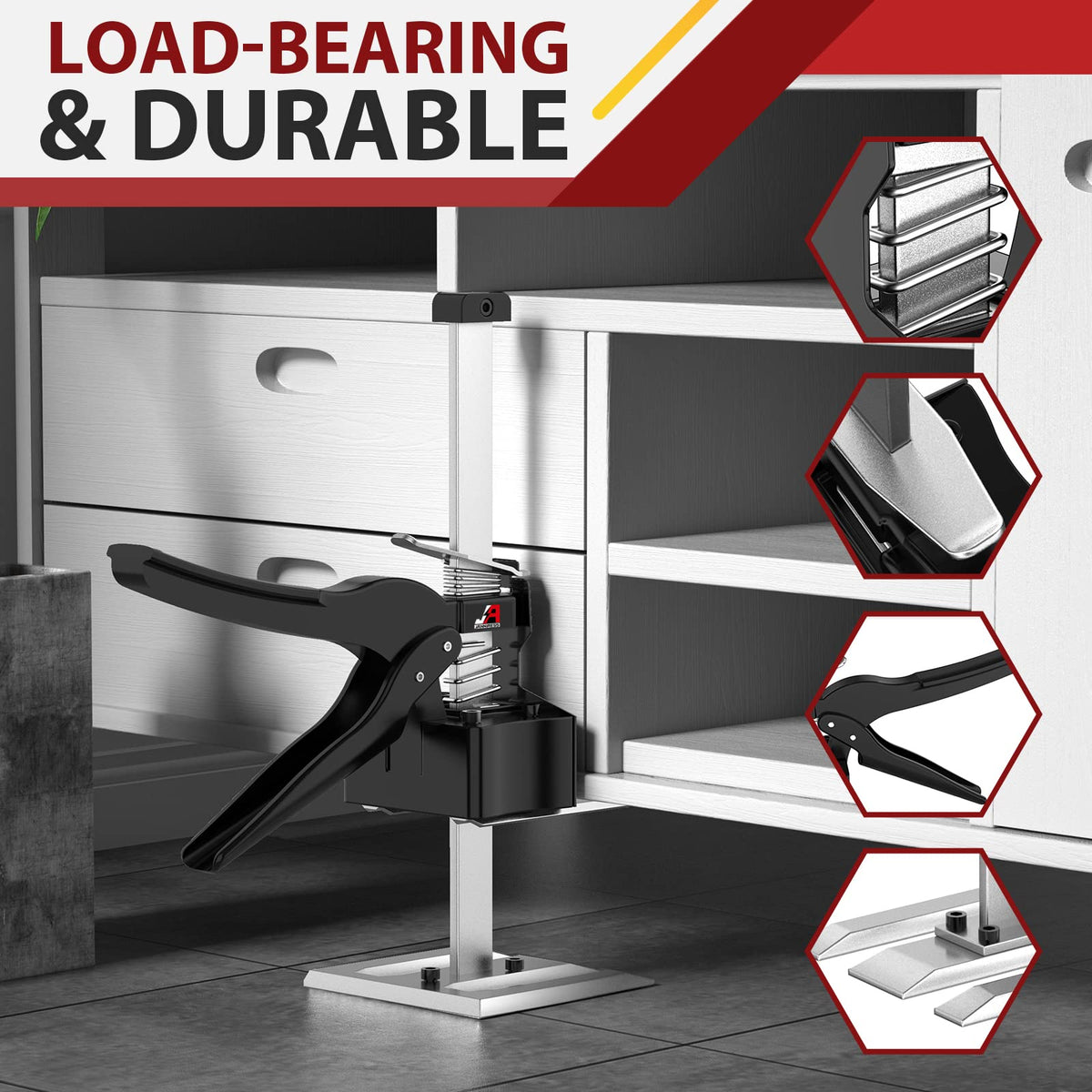 JANNIRESS reinforced lifting head provides wider contact area to prevent slips