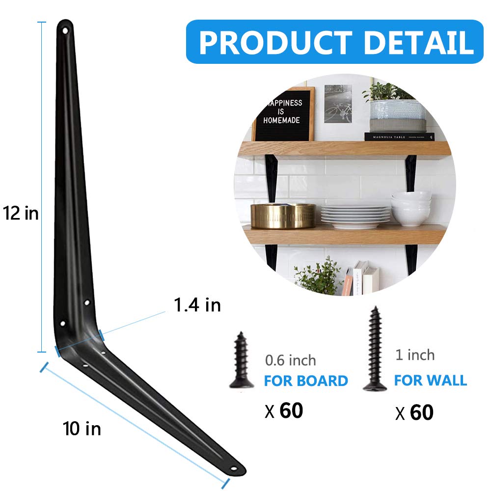 Janyang L-shaped brackets in rustic farmhouse style for shelves