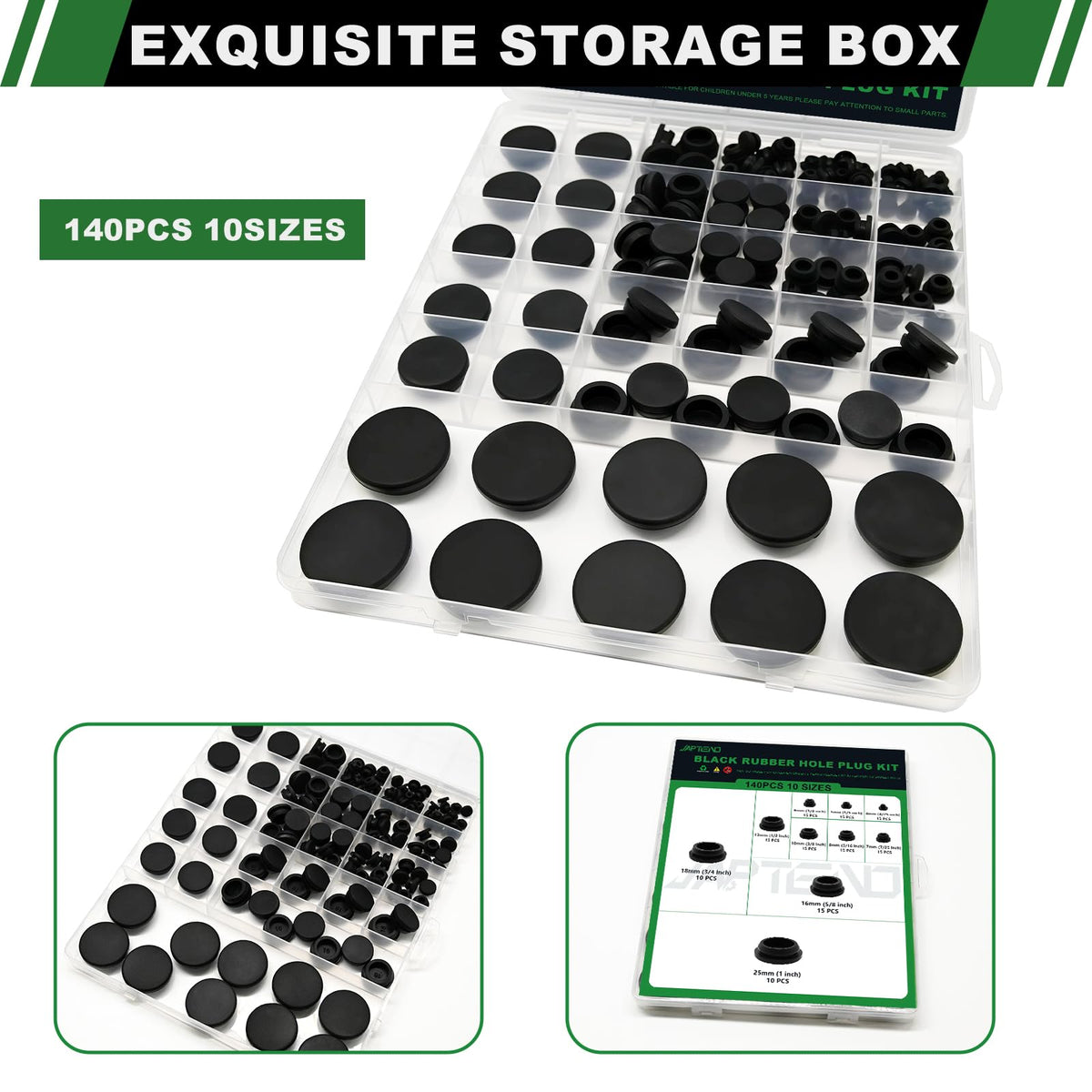 Japtend storage container keeps plugs organized and protected.