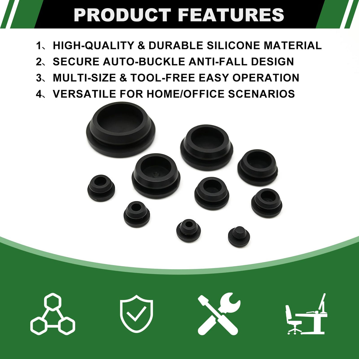 Japtend silicone plug close-up shows burr-free, smooth surface.