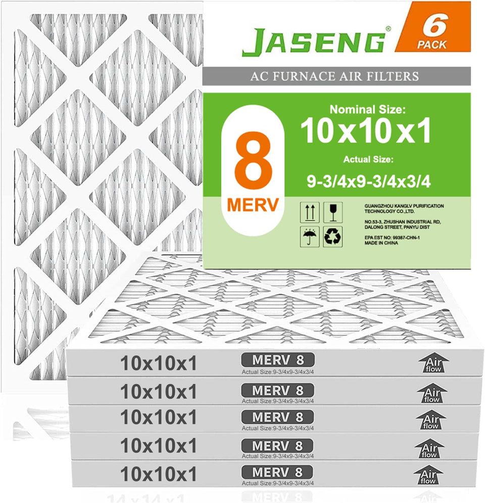 JASENG 10x10x1 furnace filter six-pack ready for seamless HVAC replacements
