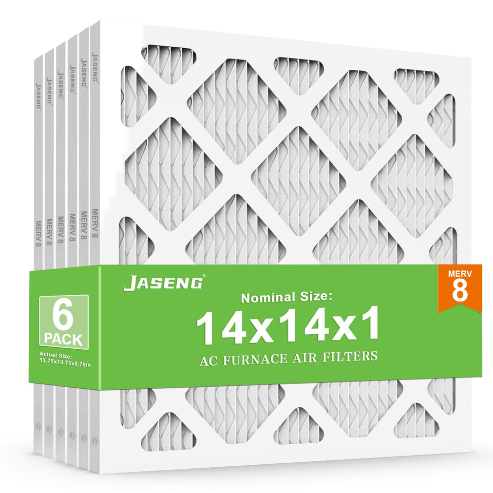 JASENG Dust Defense 14x14x1 air filter front view improves indoor air