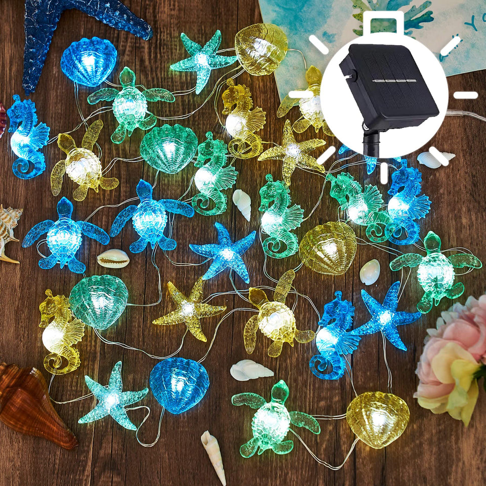 JASHIKA coastal solar string lights Turtle: durable outdoor illumination for gardens.