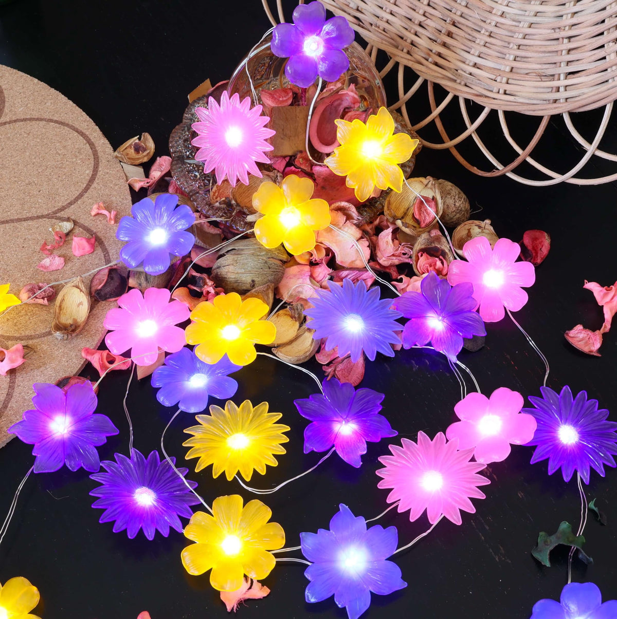 JASHIKA flower lights remote control for easy on/off and modes.