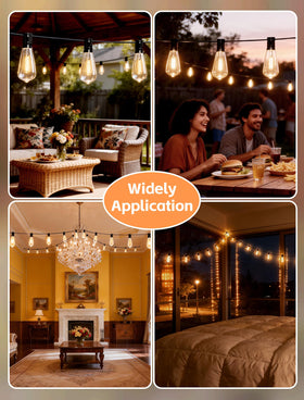 Jasneniebo warm white Edison bulbs ideal for weddings and cozy outdoor spaces.