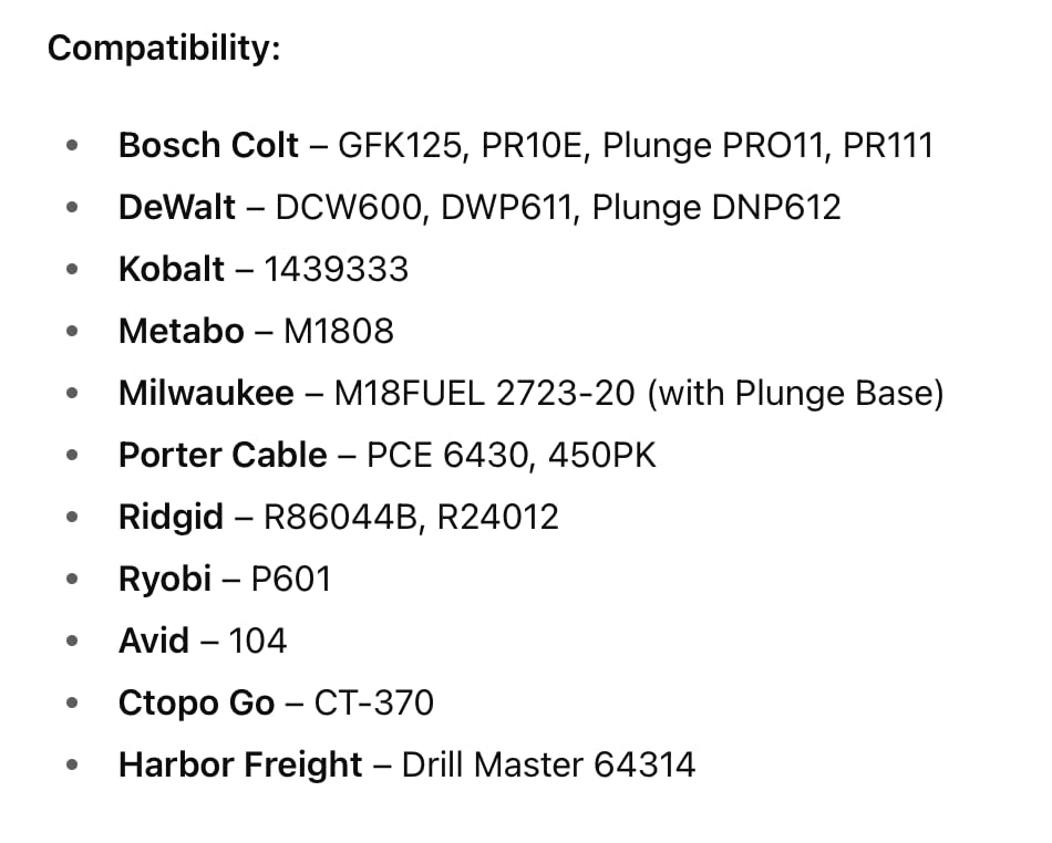Jasper 390 XLC compact-router compatibility facilitates clean circle cuts.