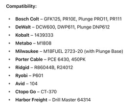 Jasper 390 XLC compact-router compatibility facilitates clean circle cuts.