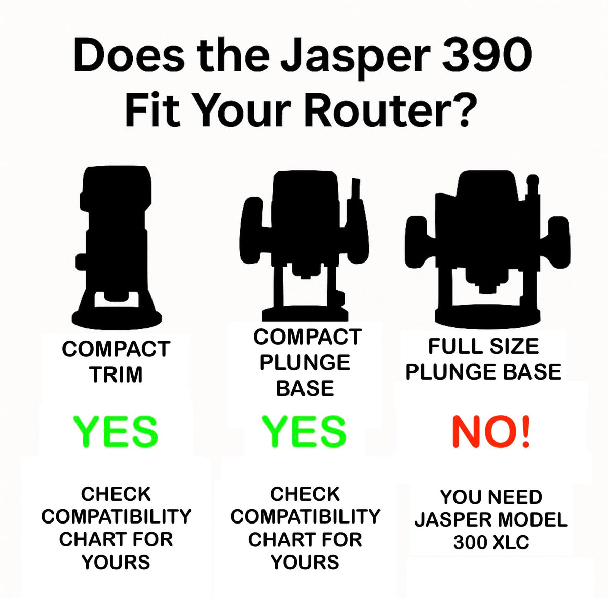 Jasper 390 XLC mounting hardware supports quick, stable setup.