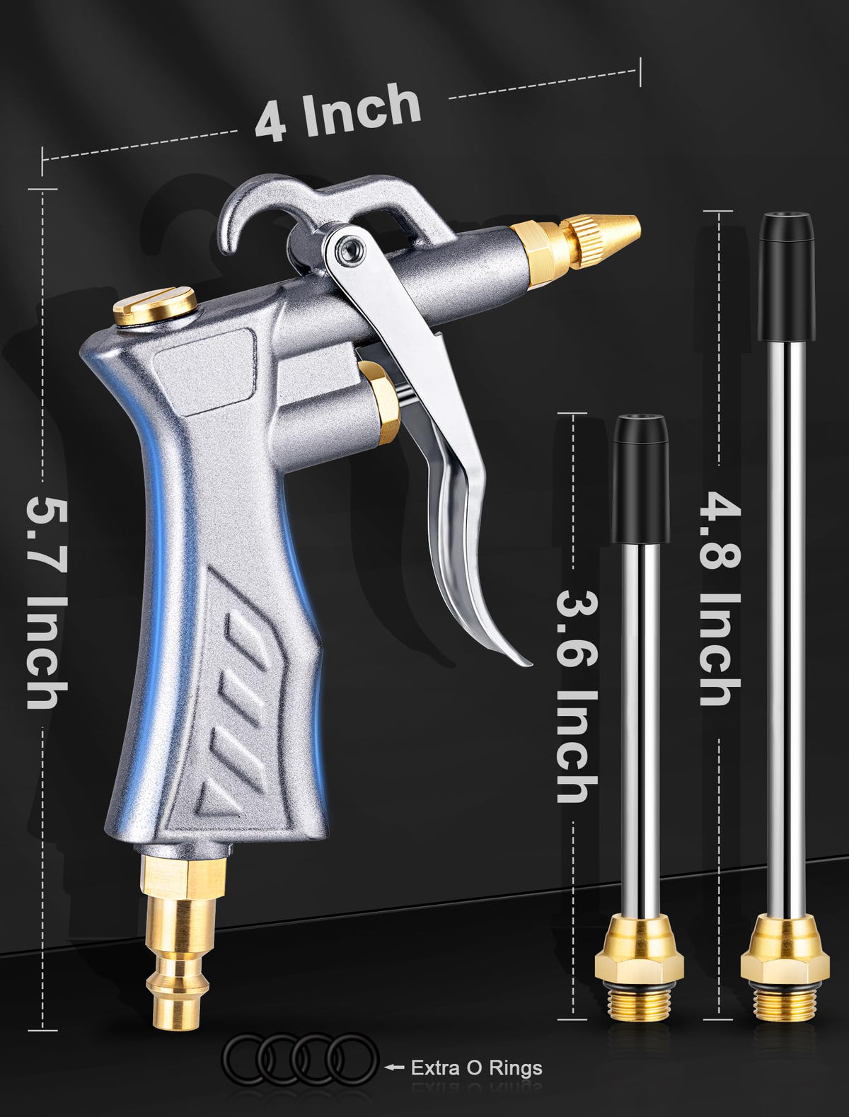 Brass adjustable nozzle on the JASTIND blow gun for customizable airflow