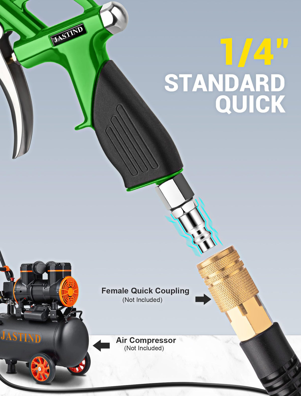 JASTIND quick-connector ensures easy attachment to your compressor hose
