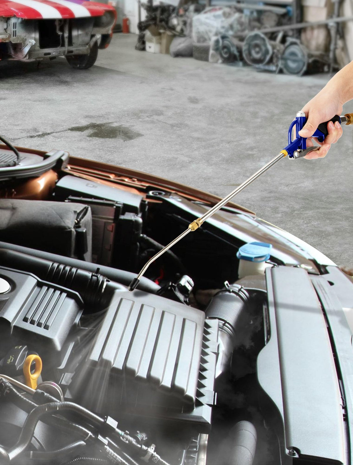 JASTIND extendable wand applied to car cleaning and gutter clearance tasks.