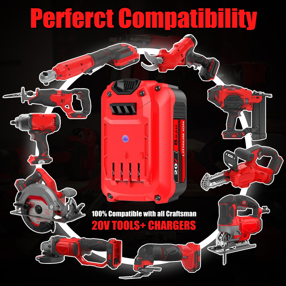 JAUKIST 20V lithium battery lightweight design for easier handling.