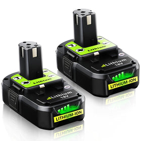 JAUKIST Ryobi 18V battery 2-pack with LED indicator for easy charge monitoring.