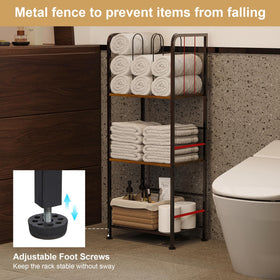 Jautokerdar 3-tier shelving holds towels and toiletries neatly.