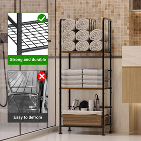 Jautokerdar towel rack wood accents add warm, rustic style.