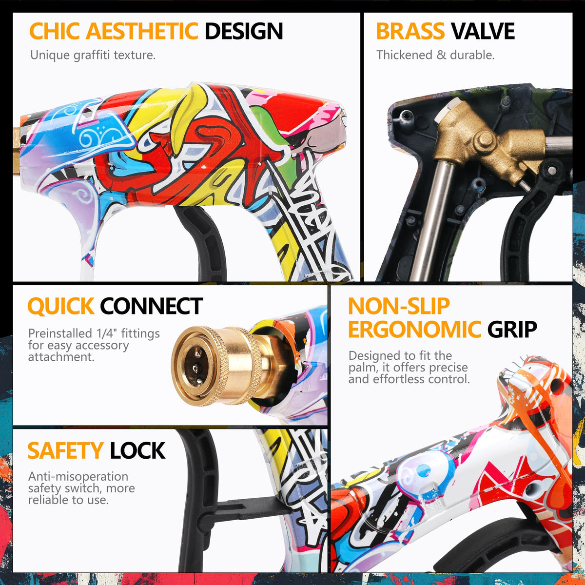 Javneo ergonomic short gun offers comfortable control during cleanings.