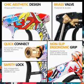 Javneo ergonomic short gun offers comfortable control during cleanings.