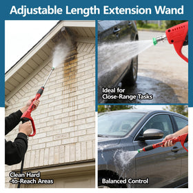 Javneo five-nozzle set displayed for adaptable cleaning angles.