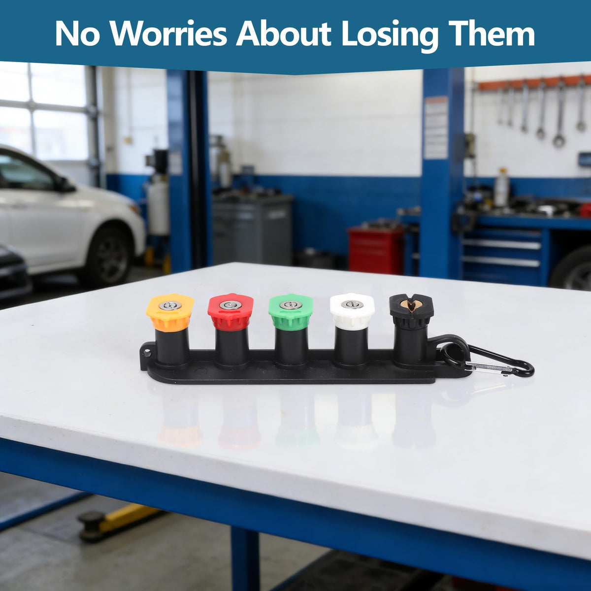 Javneo quick-connect system demonstrated for fast nozzle changes.