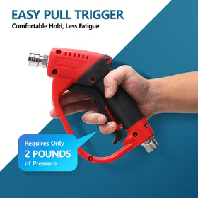 Javneo spray gun with ergonomic handle highlighted for precise detailing.