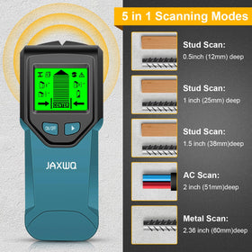 JAXWQ Stud Finder center detection highlights optimal mounting points for shelves.