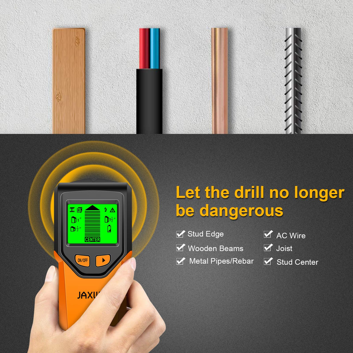 JAXWQ deep scan mode detects larger objects behind walls
