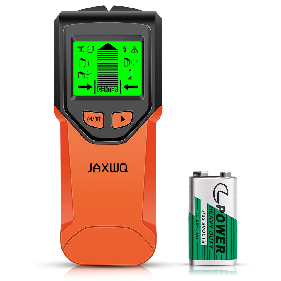 JAXWQ Stud Finder wall scanner shows center and edge of studs for precise mounting.