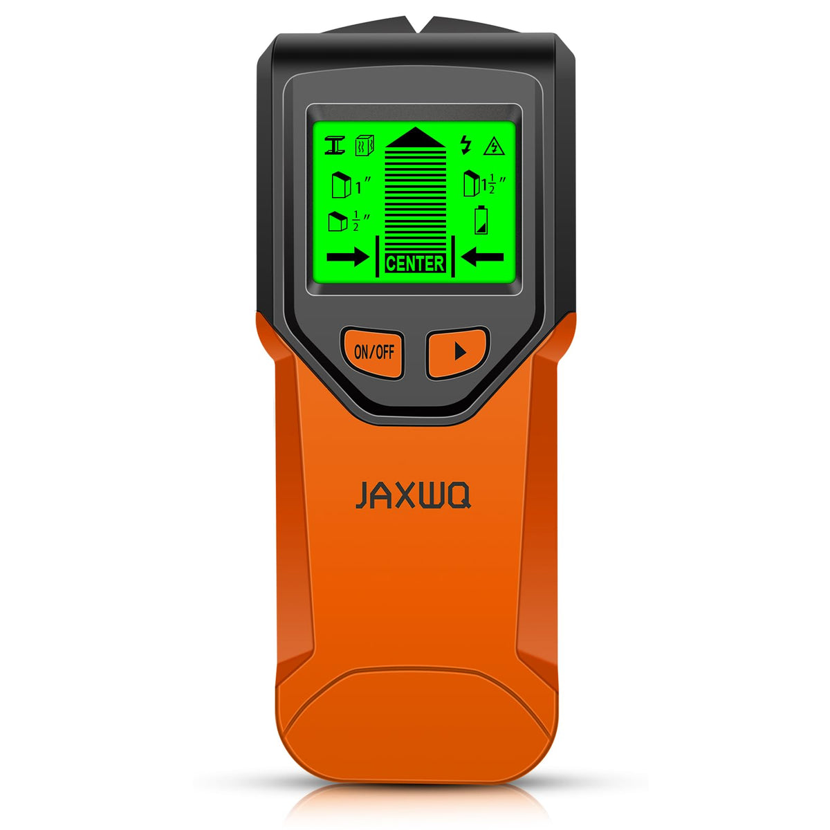 JAXWQ Stud Finder with HD LCD display locates studs quickly behind walls.