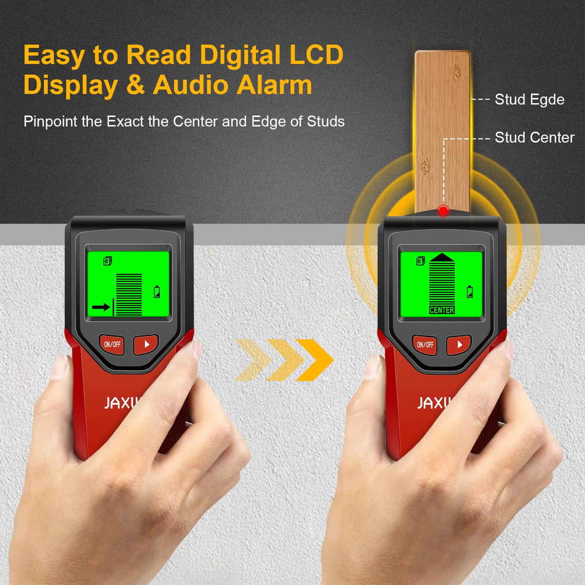 JAXWQ Stud Finder wall scanner detects live AC wires to prevent shocks during installs.