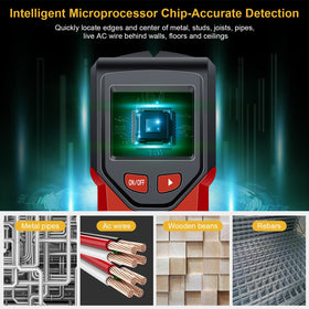JAXWQ Stud Finder wall scanner detects wood behind walls for accurate placement.