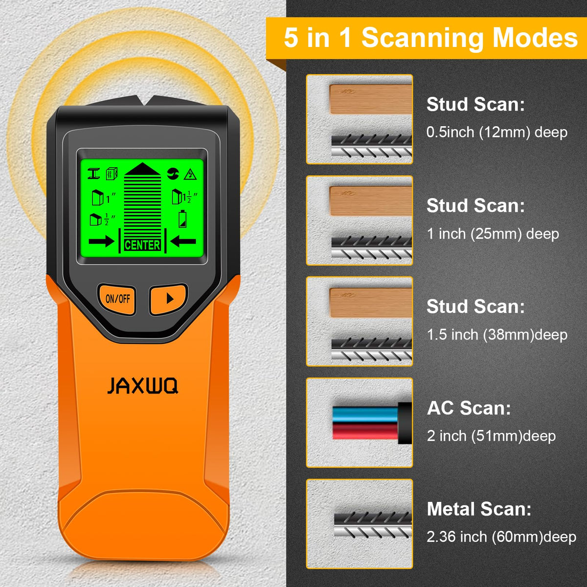 JAXWQ wood/metal/live wire scan reveals hidden materials safely