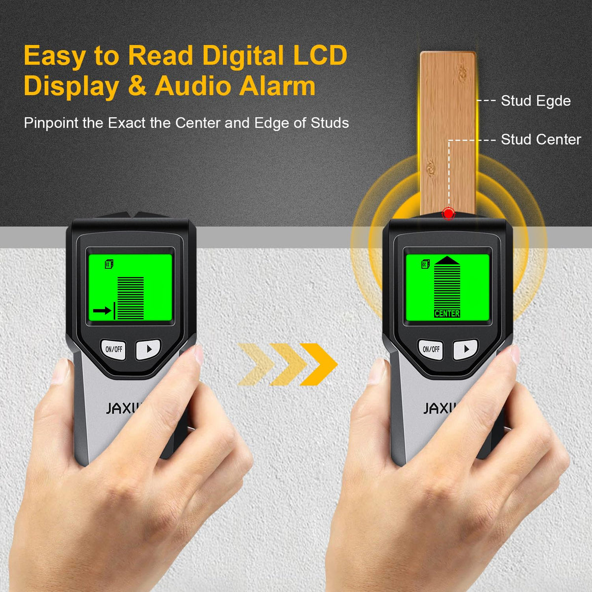 JAXWQ Wood stud deep scan reveals hidden objects behind thick walls.