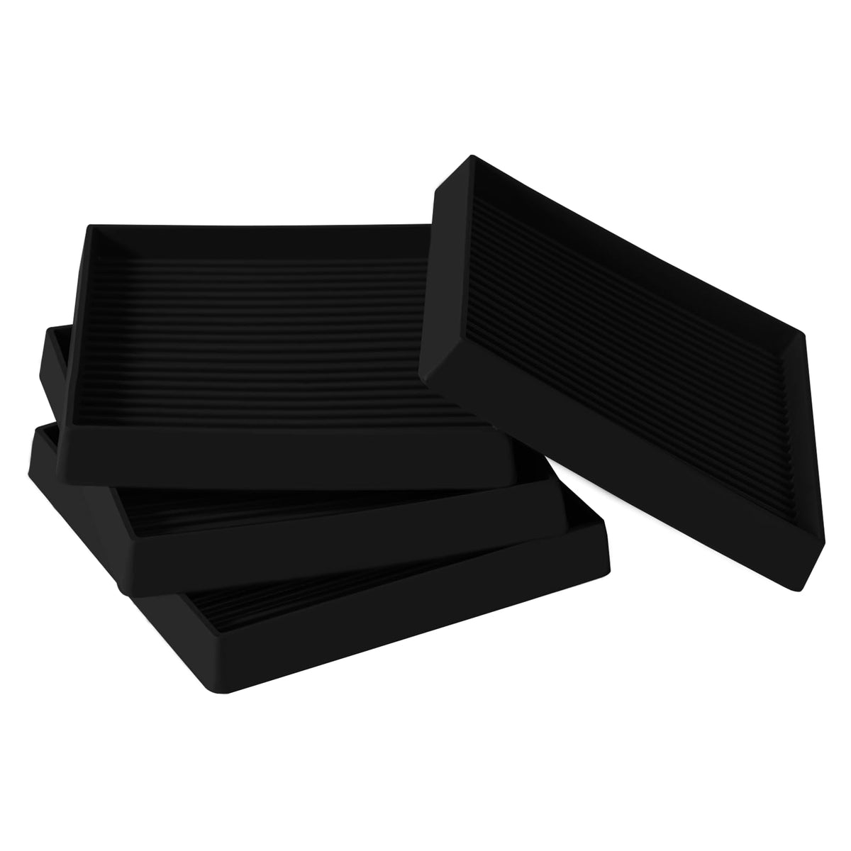 Jayen 4x4 square rubber caster cup top view protects floors and prevents sliding.