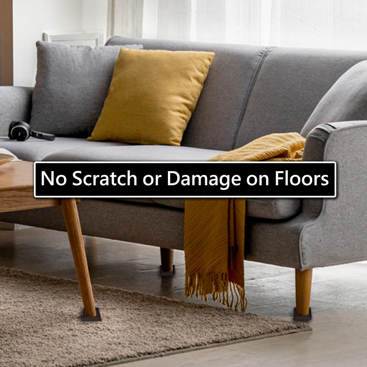 Jayen couch and chair supported by cup ensures instant floor protection.