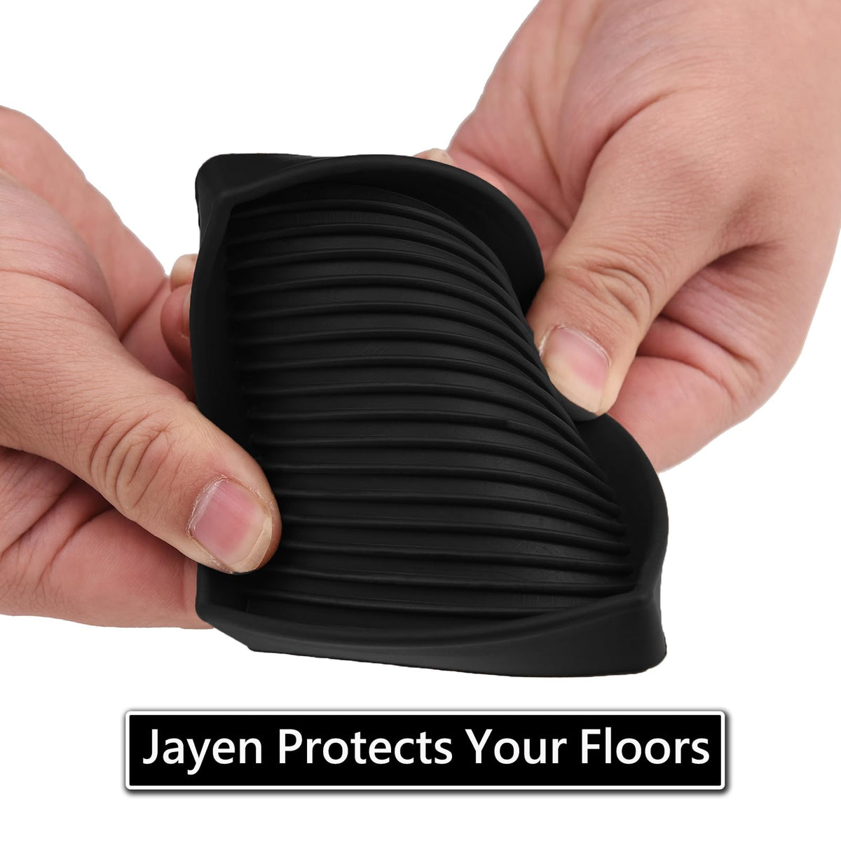 Jayen durable soft rubber material cushions floors from scratches.