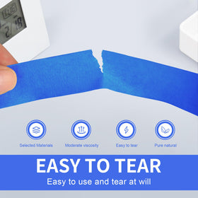 JayJayup 2-inch blue tape on wall near moulding for crisp lines.