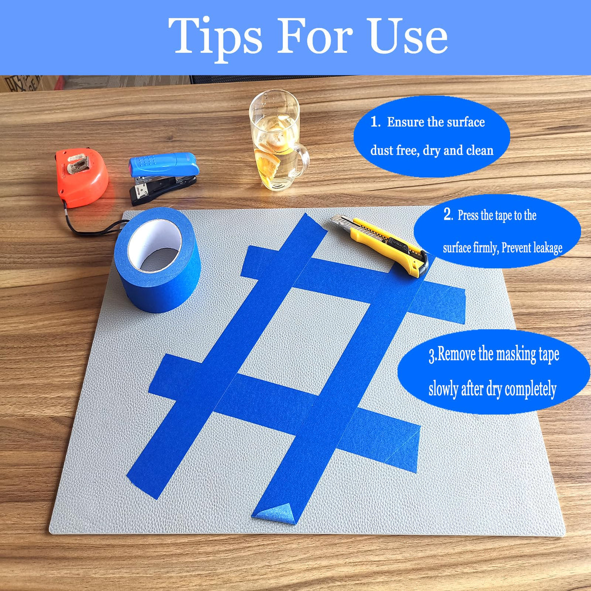 JayJayup 2-inch blue tape supports quick tearing for fast projects.
