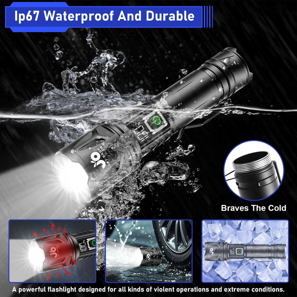 JAY-PARK flashlight with 5 modes for adaptable lighting in emergencies