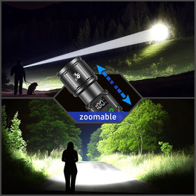 JAY-PARK Flashlight 5000mAh rechargeable battery for extended lighting between charges