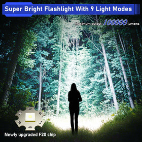 JAY-PARK Flashlight long-distance illumination up to 1500 metres for outdoor adventures