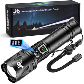 JAY-PARK high lumen flashlight front view for clear nighttime navigation and outdoor exploration