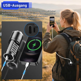 JAY-PARK LED flashlight IP67 rugged body resists rain and dust.
