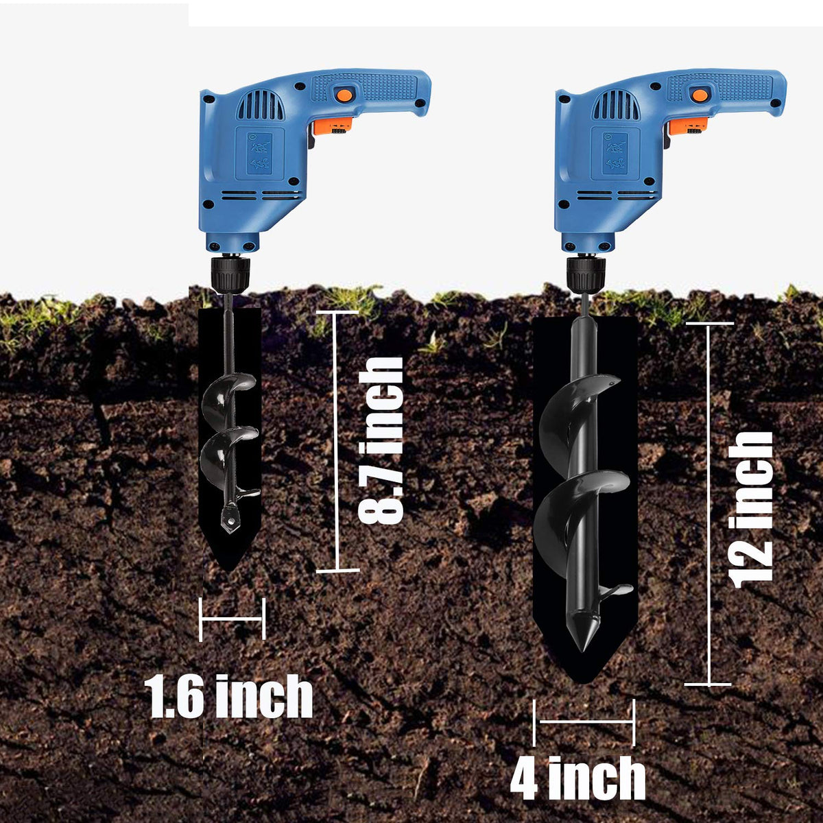 Jayzod auger drill bit 4x12 inch size for deeper planting holes