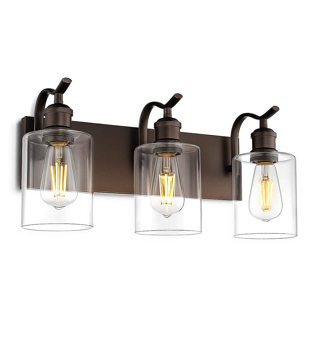 JAZAVA vanity light installation over bathroom mirror showing alignment