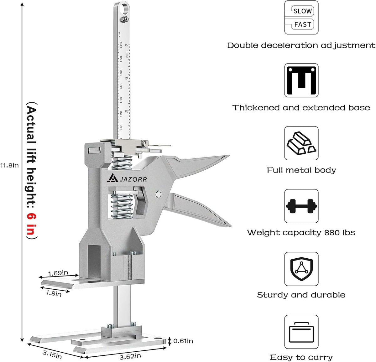 JAZORR stainless-steel-aluminum-arm-jack ensures long-lasting performance
