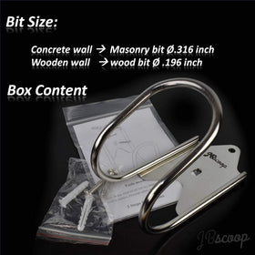 JBscoop hose holder mounted on wall for space-saving garage organization.
